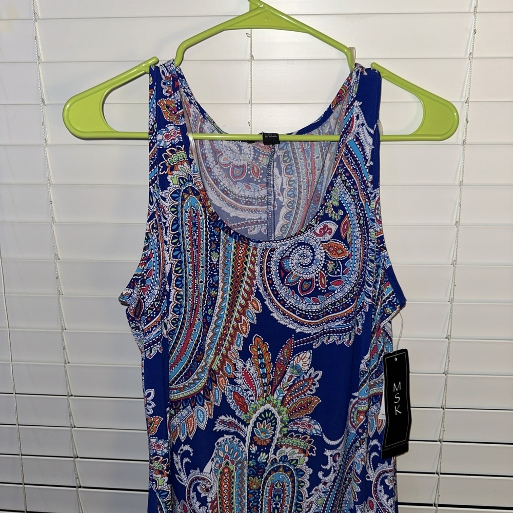 MSK DESIGNER PAISLEY SLEEVELESS Size Large Blue NWT